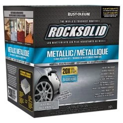 Rust-Oleum RockSolid Metallic Garage and Indoor Floor Coating Kit - High-Gloss - Silver Bullet - 2.07 L