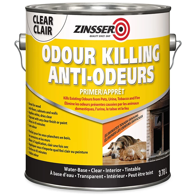 Zinsser Odour Killing Primer - Water Based 3.78 L Clear 3 Zinsser Odour Killing Primer - Water Based 3.78 L Clear