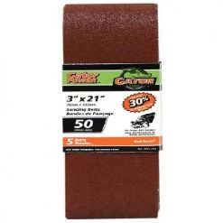 Gator Gatorpower Sanding Belts - 50 Grit - 3-in W x 21-in L - Aluminum Oxide Abrasive - Red Resin - 5 Per Pack