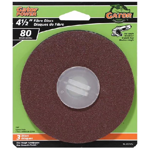 Gator Resin Fibre Sanding Disc - Aluminum Oxide - 80-Grit - 4 1/2-in dia - 3 Per Pack