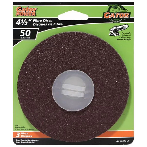 Gator Gatorpower Aluminum Oxide Resin Fibre Sanding Discs - 4 1/2-in Dia - 7/8-in Arbour - 50 Grit - 3 Per Pack 3 Gator Gatorpower Aluminum Oxide Resin Fibre Sanding Discs - 4 1/2-in Dia - 7/8-in Arbour - 50 Grit - 3 Per Pack