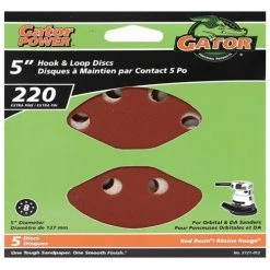 Gator Hook and Loop Sanding Discs - Aluminum Oxide - 220-Grit - 5-in dia - 5-Pack