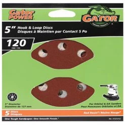 Gator Gatorpower Hook and Loop Sanding Discs - 5-in Dia - 8 Holes - 120 Grit - 5 Per Pack