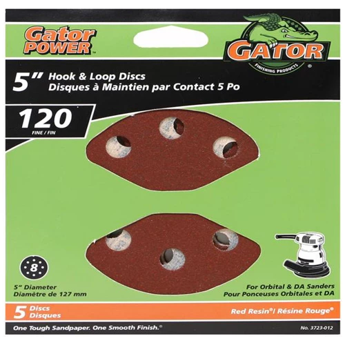 Gator Gatorpower Hook and Loop Sanding Discs - 5-in Dia - 8 Holes - 120 Grit - 5 Per Pack