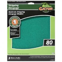 Gator AlumiNext Premium Stripping Sandpaper - 9-in W x 11-in L - 80 Grit - Aluminum Oxide Abrasive - 3 Per Pack