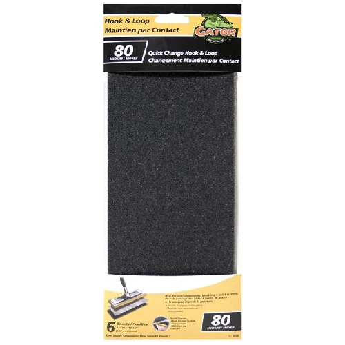 Gator Hook and Loop Drywall Sanding Sheet - 80 Grit - Black - 4.5-in x 10.5-in - 6-Pack 3 Gator Hook and Loop Drywall Sanding Sheet - 80 Grit - Black - 4.5-in x 10.5-in - 6-Pack