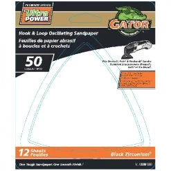 Gator Ultrapower Hook and Loop Oscillating Sandpaper - 50 Grit - Black Zirconium Abrasive - 12 Per Pack