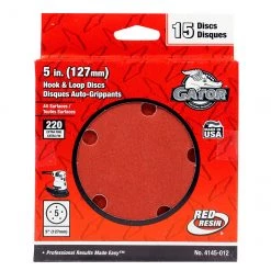 Gator Finishing Hook and Loop Sanding Discs - 5-in Dia - 220 Grit - 5 Holes - 15 Per Pack