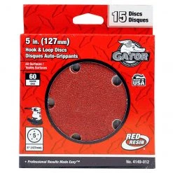 Gator Hook and Loop Sanding Discs - 5-in Dia - 60 Grit - 5 Holes - 15 Per Pack