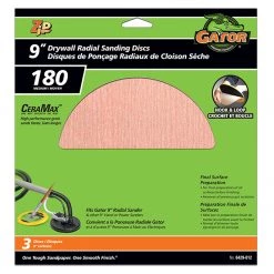 Gator CeraMax Drywall Radial Sanding Discs - 9-in Dia - 180 Grit - Ceramic Alumina Abrasive - 5 Per Pack -Rust Oleum Store 77375890b L